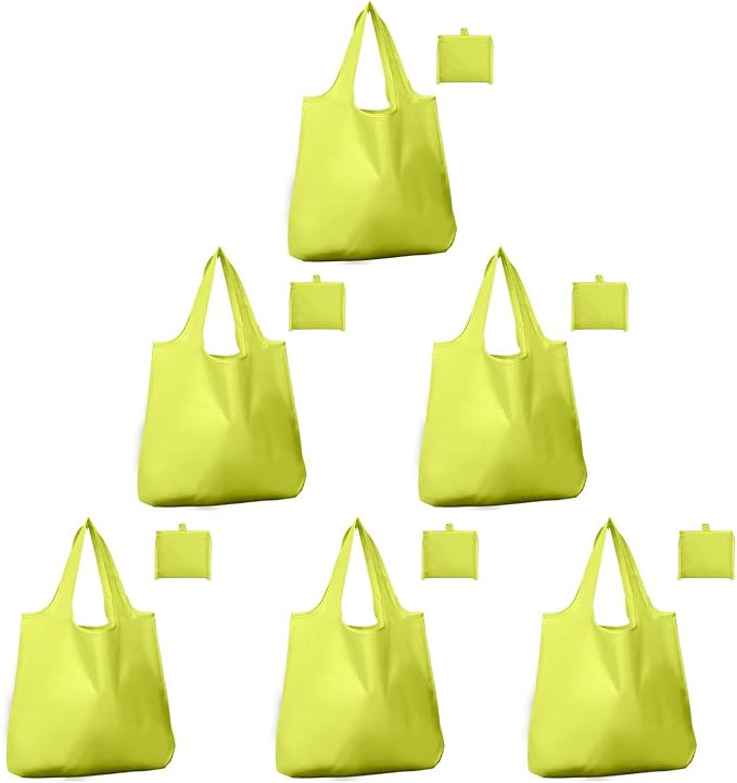 Foldable Reusable Grocery Bags – Heavy Duty 6 Pack with Handles | XL Tote for Women & Men, Market, Travel, Storage