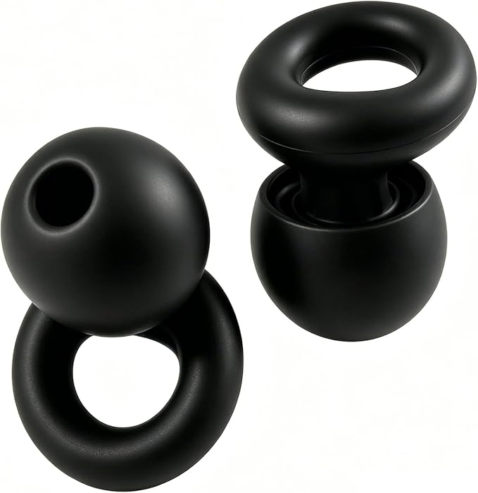 Ear Plugs for Noise Reduction–Super Soft, Reusable Hearing Protection in Flexible Silicone for Sleep, Noise Sensitivity & Flights-8 Ear Tips in XS/S/M/L–27dB Noise Cancelling–Black