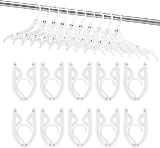 HOUSE DAY 10 Pack Travel Hangers, Cruise Essentials 2026, White Portable Collapsible Clothes Hangers Space Saving, Lightweight Foldable Garment Organizer for Hotel, RV, Dorm, Camping