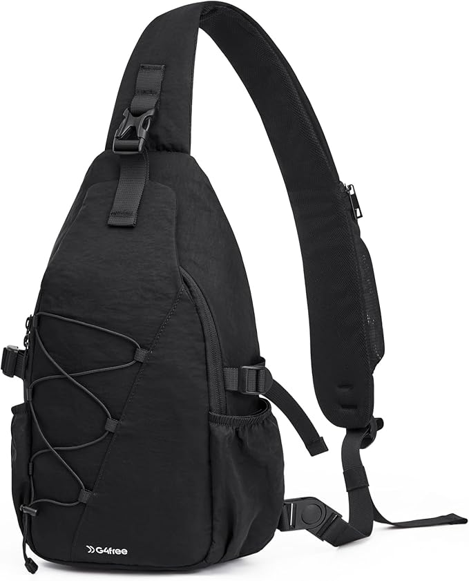 G4Free Sling Bag for Men Women, RFID Blocking Crossbody Bags, Hiking Daypacks Small Sling Backpack Chest Shoulder Bag Travel - Black