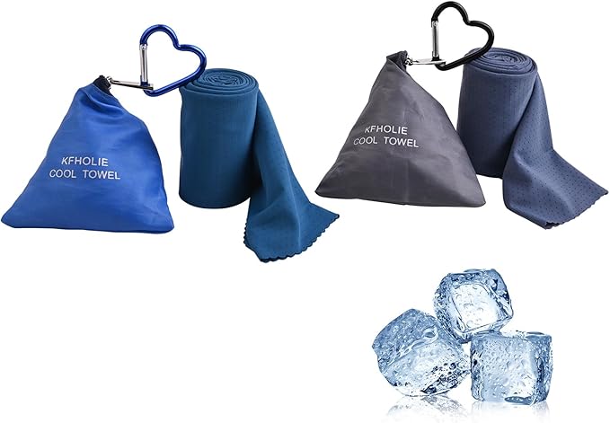 2 Cooling Towels 40''x12'',Cooling Towels for Neck and face Ideal for Gym, Yoga, Sports, Fitness, Running, Traving,Camping,Instant Relief Heat and Sweat,Stay Cool and Comfortable(2, Blue)