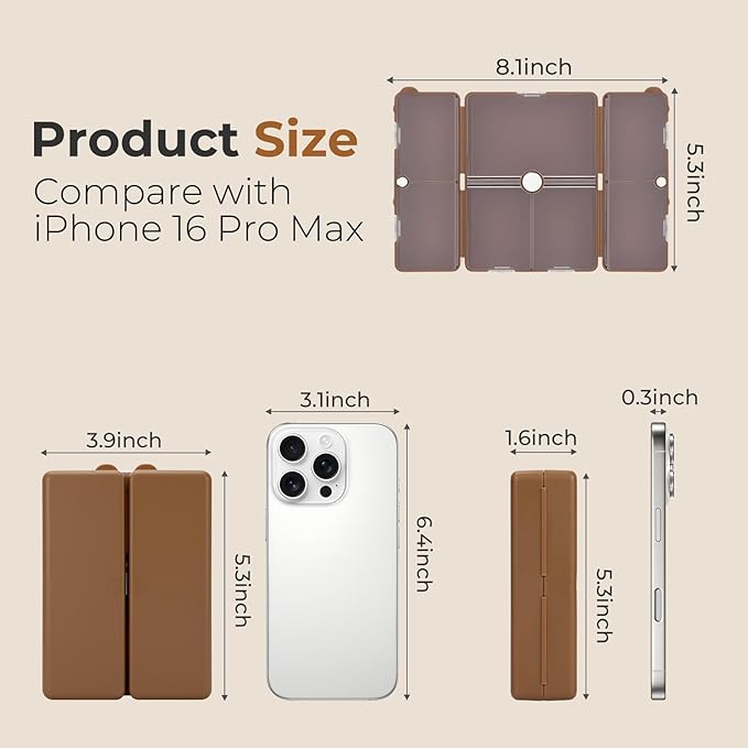 FYY Daily Pill Organizer,2 Pcs 7 Compartments Portable Pill Case Travel Pill Organizer,[Folding Design] Pill Box for Purse Pocket to Hold Vitamins,Cod Liver Oil,Supplements and Medication-Brown