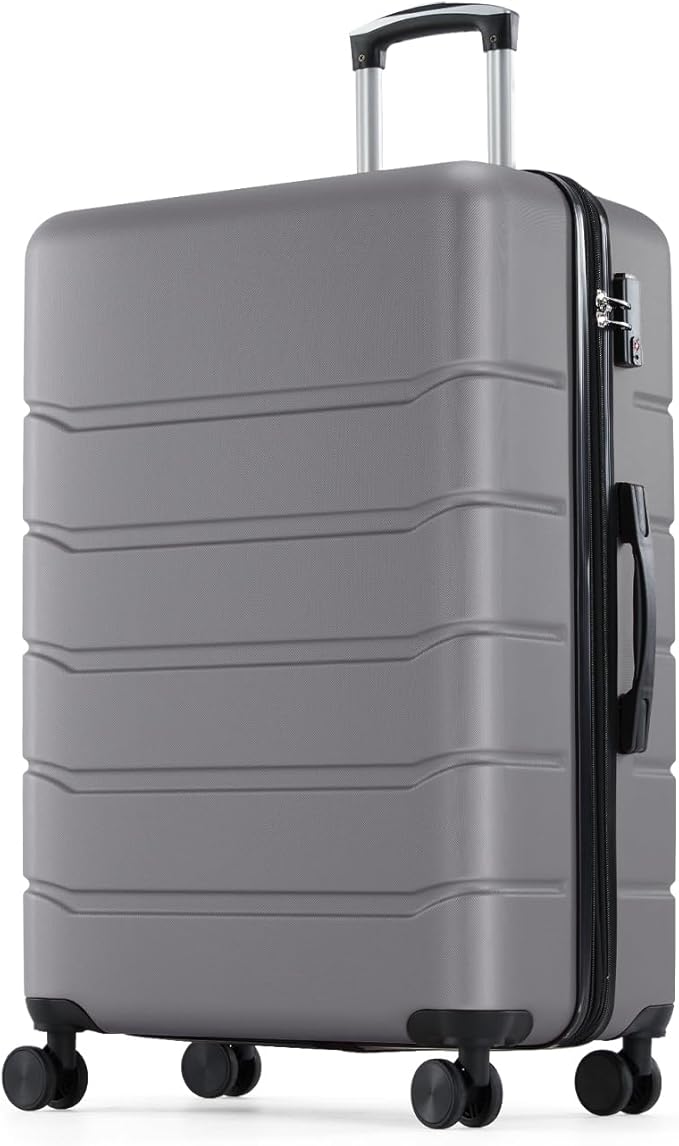NEWBULIG 20 Inch Carry On Luggage, ABS Hard Shell Lightweight Rolling Expandable Suitcase with Double Spinner Wheels & TSA Lock, Travel Suitcase for Business Trips and Short Vacations, Dark Grey