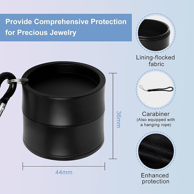 Mini Travel Ring Holder Keychain, Portable Jewelry Holder Keychain with Protective Sponge, Small Necklace Earrings Case for Gym Sports Bag Purse