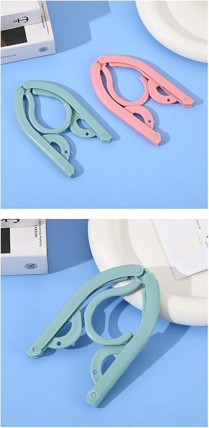 Portable Travel Hangers, Foldable Clothes Drying Rack, 6 Pack | Pastel Green, Pink, Blue, Collapsible Design, Cruise Ship, Plastic Material