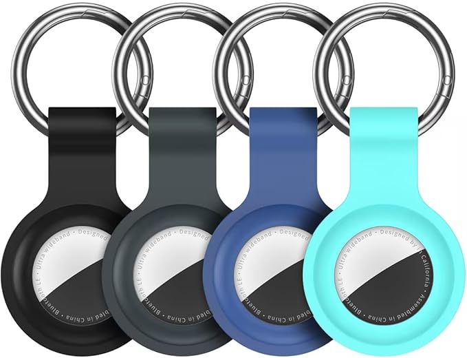 Compatible with AirTag Holder Case Keychain 4 Pack, for AirTag 1st & 2nd Generation Key Chain Ring Case Cover for Air Tag Holder GPS Tracker Item Air Tags Finders Air Tagholder for Kids,Bags,Luggages