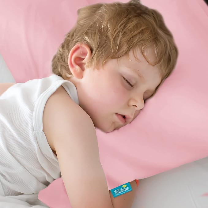 Satin 2 Pack Kids Toddler Pillowcase Fits for Children Toddler Pillows 13"x 18" or 14"x19", Envelope Travel Toddler Pillow Cover Case, Pink