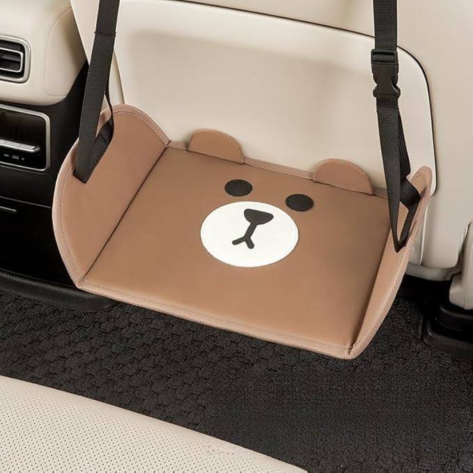 Cute Bear Design Portable Pedal, Airplane Footrest、Car Rear seat Footrest,Foot Hammock for Airplane and Road Travel Accessories,Suitable for Adults and Children