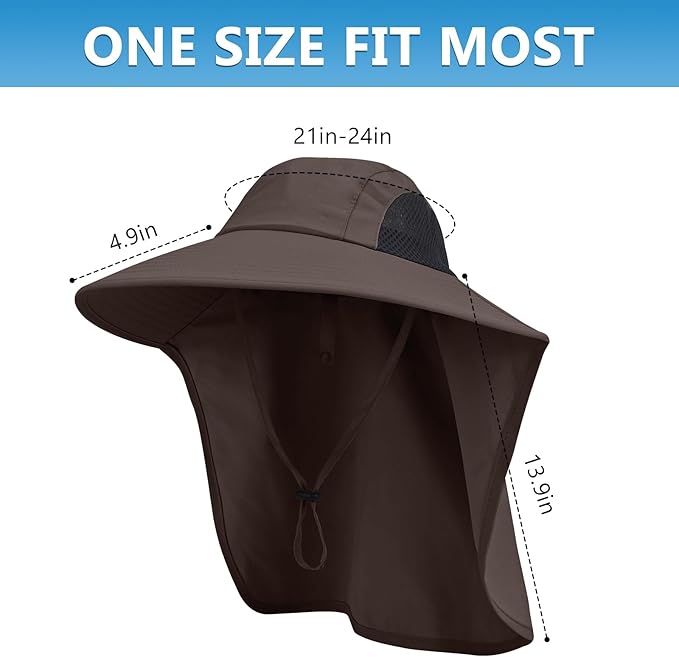 Sun Hat for Men Women with Neck Flap,UPF 50+ UV Protective Hiking Fishing Hats,Wide Brim Sun Hat for Women&Men
