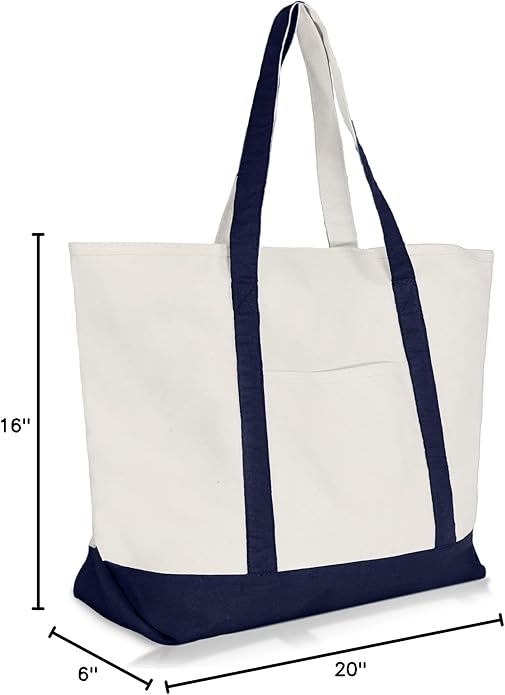 22" Heavy Duty Cotton Canvas Tote Bag (Zippered)
