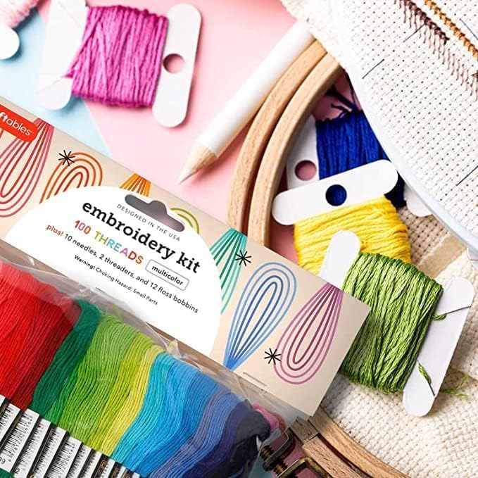 Incraftables Embroidery Thread for Bracelets 100pcs. Embroidery Kit for Friendship Bracelets String Making. Embroidery Floss Kit w/Needles, Threaders & Yarn Tools. Best Cross Stitch Rainbow Skeins