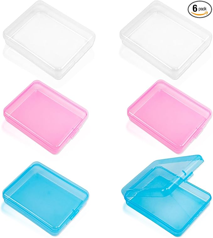 6 Pcs Mini Transparent Plastic Storage Containers Box Portable Travel Cotton Pad Holder Small Cosmetic Pad Cotton Ball Holder Dispenser for Cotton Rounds, Swabs, Floss (3 Colors)