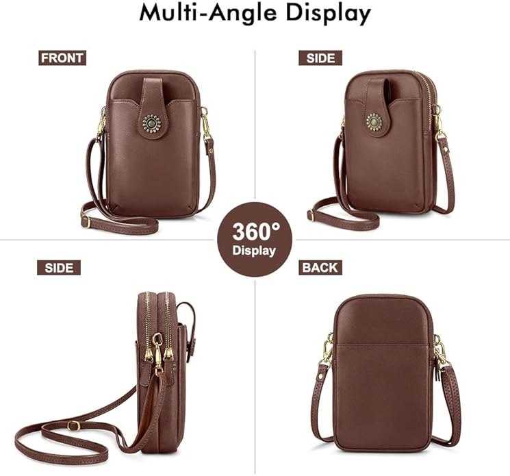 Peacocktion Small Crossbody Bags for Women, Leather RFID Cell Phone Purse, Trendy Travel Crossbody Purses with Zipper