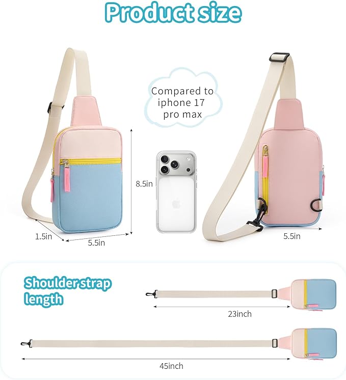 Birthday Gifts for 8 9 10 11 12 Year Old Teens Girls Kids, Fanny Pack Crossbody Bag Sling Belt Bags Purse, Dorm Travel Essentials for Girls Fashion, Preppy Tween Teen Girl Gift Trendy Stuff