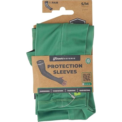 FARMER'S DEFENSE Gardening Arm Sleeves|UV Cooling Protective Sleeve Women & Men|Anti-Scratch Cover Sun UPF Outdoor Protection - Forest Green - S/M