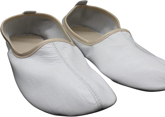 Womens Indoor Leather Slippers Traditional Babouche House Shoes Barefoot Moccasin