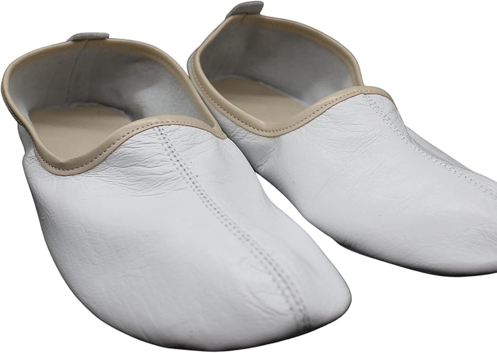 Womens Indoor Leather Slippers Traditional Babouche House Shoes Barefoot Moccasin