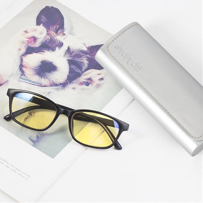 RayLove Hard Shell Glasses Case, Lightweight Leather Eyeglass Case, Travel-Friendly Sunglasses Protector for Men & Women