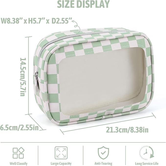 YOPCDJ 3PCS Clear Toiletry Bag,TSA Approved Travel Makeup Pouch with Zipper for Cosmetics and Toiletries，Diaper Bag Organizer Pouch Set,Women's Purse Organizer and Clear Car Bag