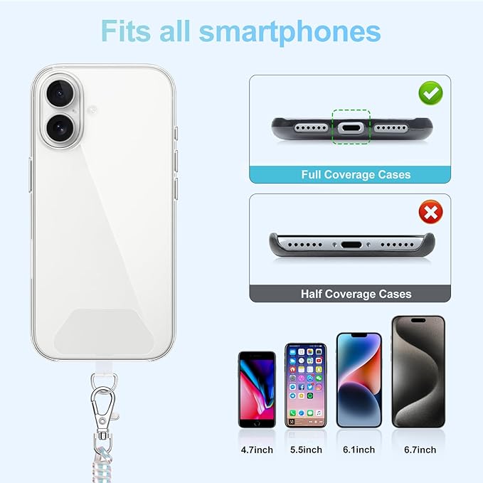 SHANSHUI Phone Lanyard Tether, Stretchy Phone Strap Patch Anchor Outdoor Climbing Hook Compatible for Most Smartphones