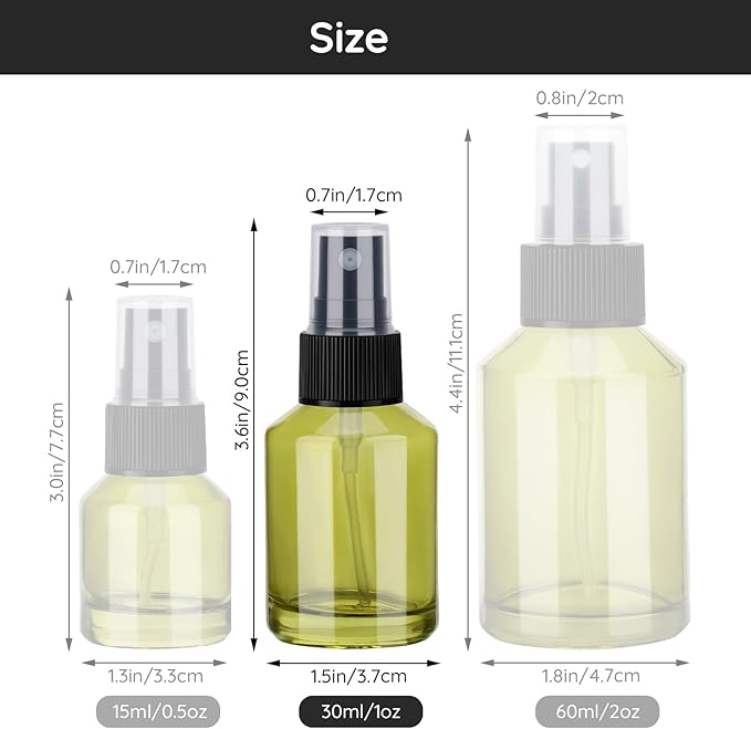 Segbeauty 12pcs 1oz Empty Glass Fine Mist Spray Bottle, Small Travel Perfume Atomizer Refillable, 30ml Glass Spray Bottles for Hair, Green Mini Cologne Atomizer Sprayer, Travel Containers for Liquids