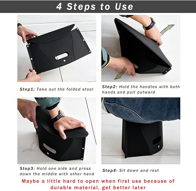 Folding Portable Camping Hiking Stool, Lightweight Collapsable Foldable Chair for Travel Gathering BBQ Subway Backpacking Outdoor Squatty Potty Ultralight Mini (Black)