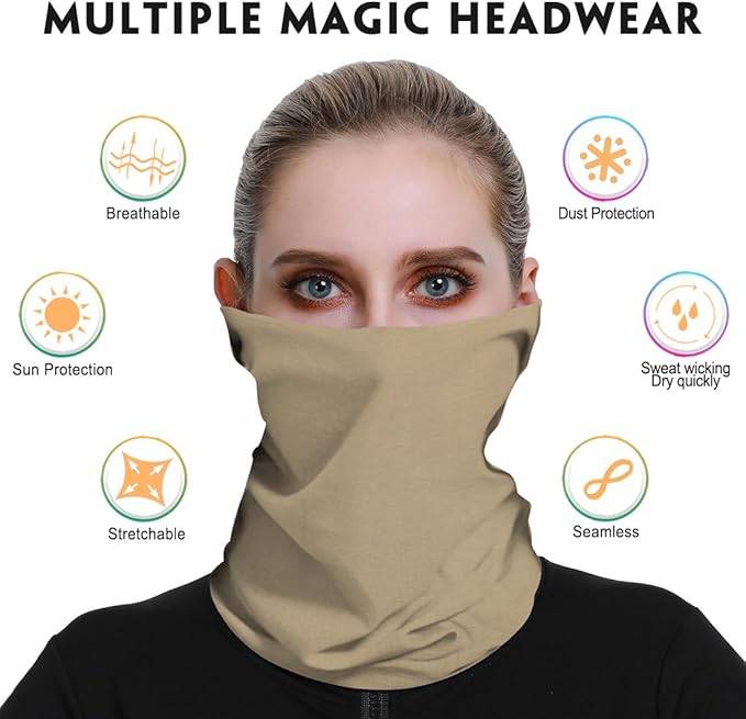 Neck Gaiter for Men Women Headwear Bandana Head Wrap Face Scarf Mask Cover Warmer Balaclava-Seamless & Versatile