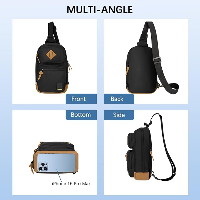 Goloni Sling Bag Crossbody Shoulder Bag for Men Women,Waterproof Lightweight Casual Daypack with Multi-Pockets
