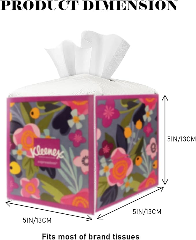 Tissue Box Holder Cover Square Tissue Cube Cover PU Leather Tissue Organizer with Bottom Belt for Bathroom, Tabletop, Kitchen, Night Stands, Office, Home, Car (1, White)