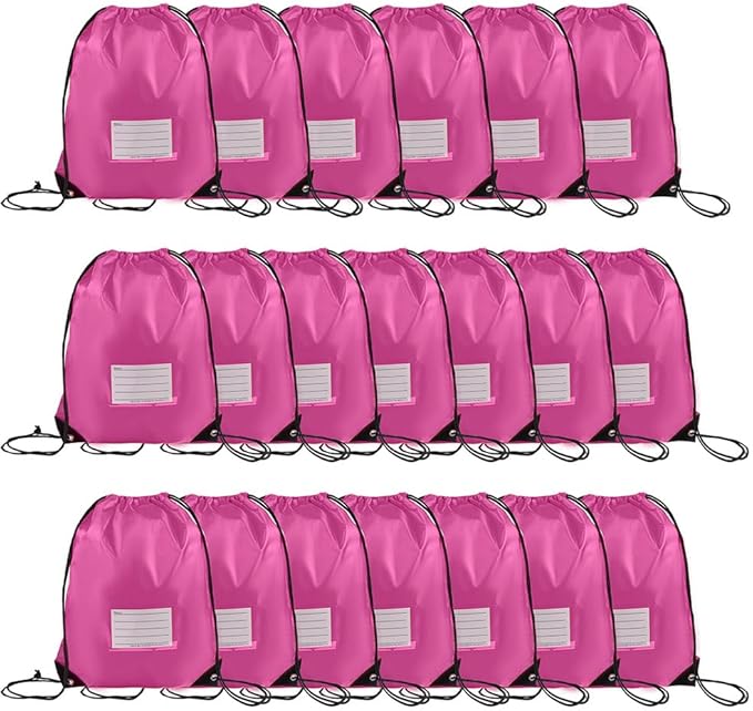 20 Pcs Drawstring Bags,Bulk Draw String Backpack, DIY Gym Sports Cinch Bag Sackpack for Women Men, Pink