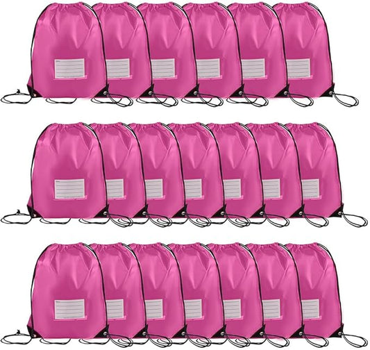 20 Pcs Drawstring Bags,Bulk Draw String Backpack, DIY Gym Sports Cinch Bag Sackpack for Women Men, Pink