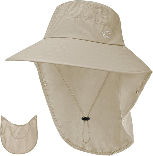 Sun Hat for Men Women with Neck Flap,UPF 50+ UV Protective Hiking Fishing Hats,Wide Brim Sun Hat for Women&Men