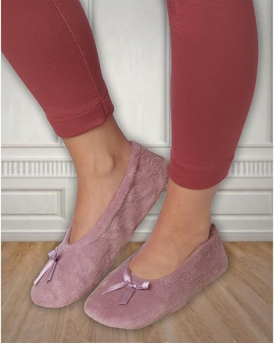 Women's Terry Classic Cotton & Velour Ballerina Slippers (Pack of 2)