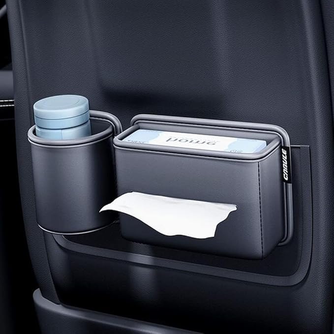 Cup& Tissue Holder for Car,Backseat Car Tissue Organizer,Car Seat Back Door Cup Holder Auto,Clip on Car Cup Holder Hand Sanitizer