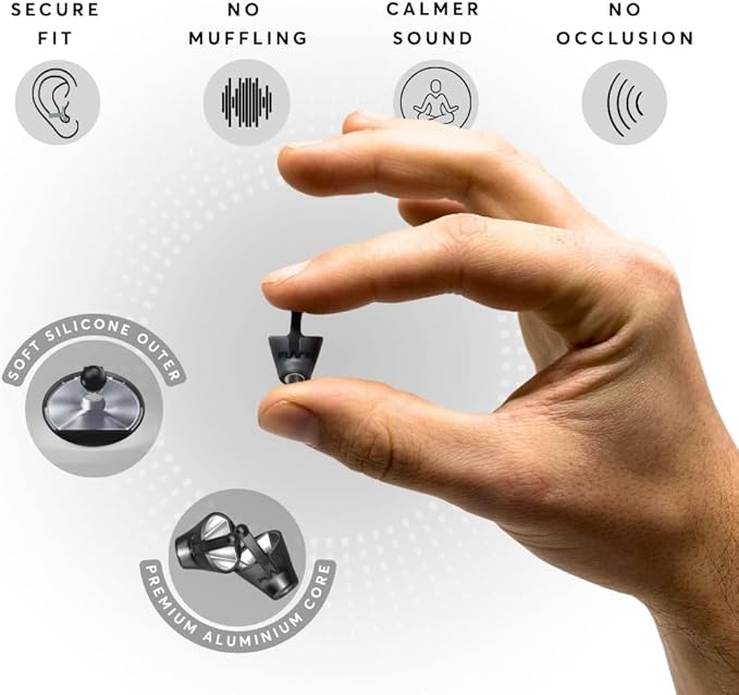 Flare Audio Calmer | Noise Reducing Ear Plugs Alternative | Silicone Reusable Ear Plugs for Noise Sensitivity, Focus and Travel | Ear Plugs for Noise Reduction (pro mini, Black)