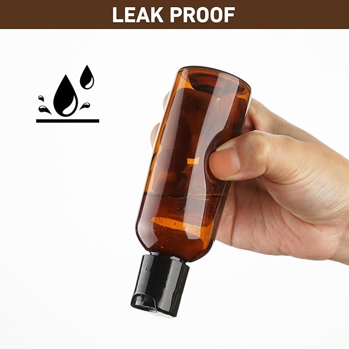 20 Pack 3.4 oz Travel Bottles for Toiletries TSA Approved Leak Proof Travel Size Containers Plastic Empty Shampoo Bottles with Labels Squeeze Bottle Toiletry Accessories(Brown)