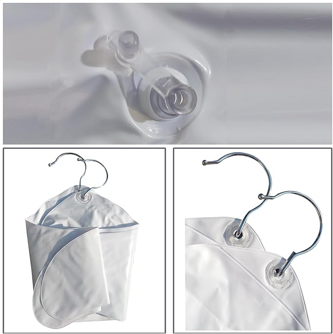 Inflatable Hangers for Travel X 2 in White Round Shoulder, Air Blow up Clothes Drying Hangars with Metal Hook, Compact, Space Saving, Foldable, Portable, Non Slip for Hand Wash Laundry