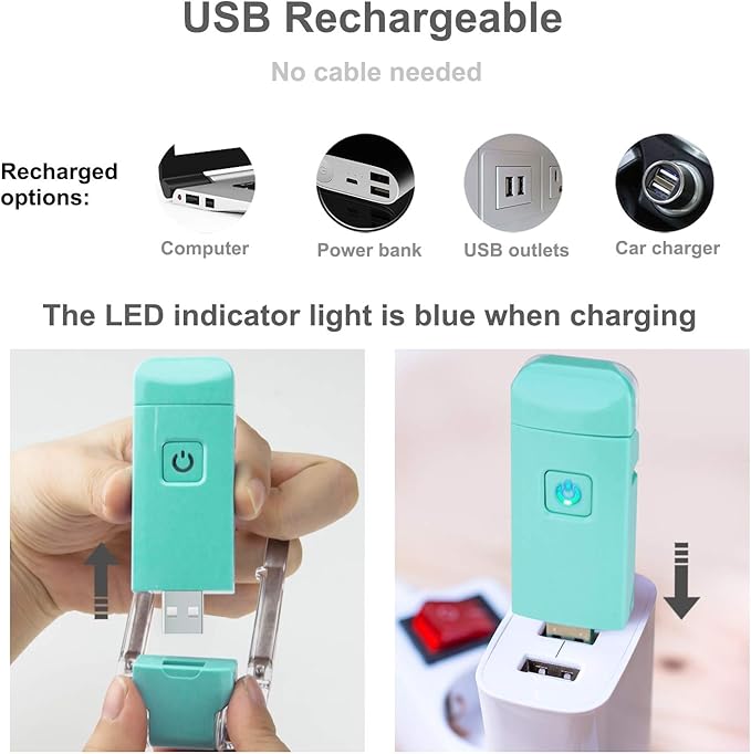 HONWELL Rechargeable Clip On LED Book Light, 3 Brightness Levels Dimmable Bookmark Light for Eye-Protection, Portable Reading Lamp for Bookworms, Travel (Blue)