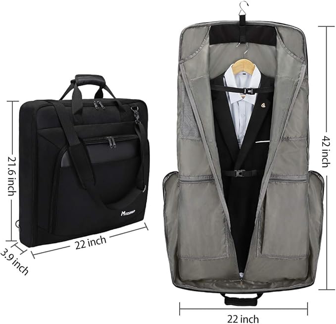 Modoker Carry On Garment Bags for Travel Hanging Clothes Suit Bag Luggage Organizer, Foldable Suit Carrier Gift for Men Women