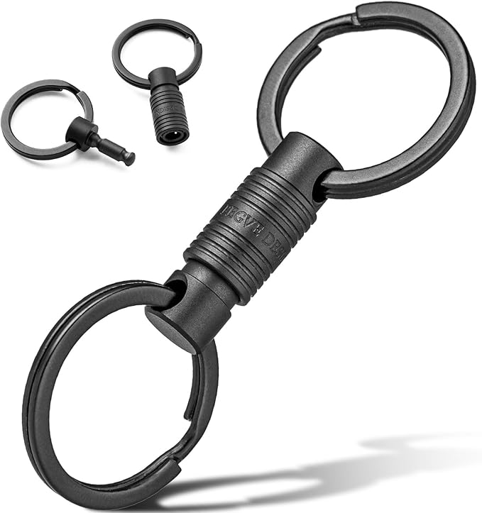 FEGVE Titanium Quick Release Swivel Keychain, Pull Apart Detachable Keychain Heavy Duty Car Key Holder with Key Rings