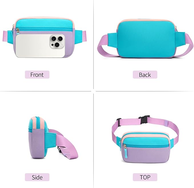 Fanny Pack Birthday Graduation Gifts for 7 8 9 10 11 12 13 Year Old Teen Girls Her Kids, Preppy Cute Trendy Stuff Colorblock Crossbody Bag Adjustable Belt Bags for Travel Essentials