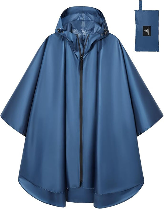 SaphiRose Lightweight Waterproof Rain Poncho for Adults with Hood Portable Rainwear for Outdoor
