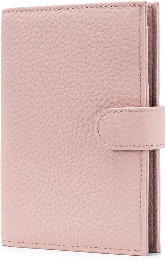 Karmiir RFID Passport Holder Travel Wallet for Women, Leather Passport Cover Wallet with Card Holders SIM Slots,Zippered Coins Pocket and Cash Slot Slim Compact Travel Wallet (Pink)