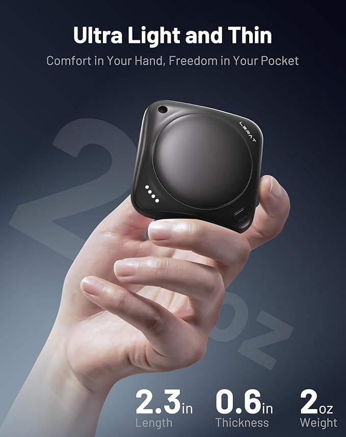 Lerat Hand Warmers Rechargeable, 2 Pack Electric Hand Warmers, Reusable Portable Pocket Handwarmers, USB Rechargeable, Gifts for Men & Women, Indoor Outdoor Use, Hiking, Skiing, Camping, Hunting