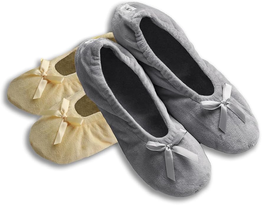 Women's Terry Classic Cotton & Velour Ballerina Slippers (Pack of 2)