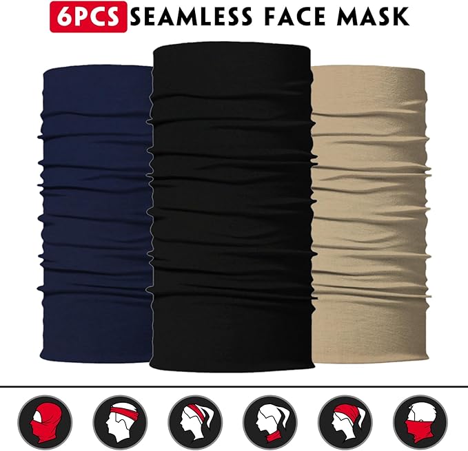 Neck Gaiter for Men Women Headwear Bandana Head Wrap Face Scarf Mask Cover Warmer Balaclava-Seamless & Versatile