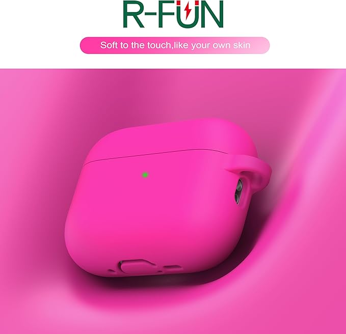 R-fun for AirPods Pro 3 Case (2025), Soft Silicone Protective Case Cover Compatible with Apple AirPods Pro 3rd Generation (USB-C Cable) for Women Men with Cleaning Kit and Keychain, Rose Pink