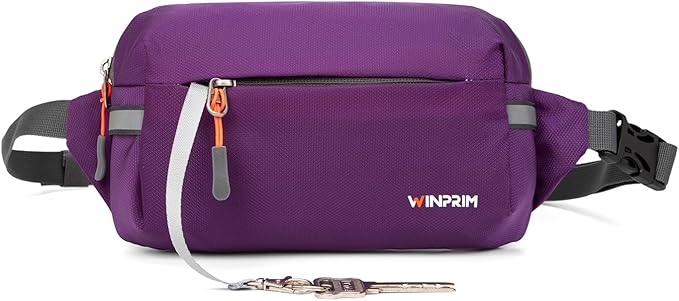 Fanny Pack for Men Women 2L Lightweight Waist Belt Hip Bag Slim Crossbody Adjustable Water Resistant Bum Belt Pouch for Travel Running Shopping Hiking Cycling Climbing EDC PURPLE