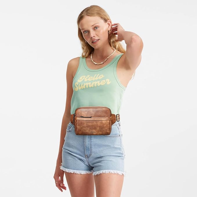 LATMAP 3L Fanny Packs Belt Bag for Women Small Everywhere Crossbody Bag Waist Packs Faux Leather Sling Chest Travel Purse