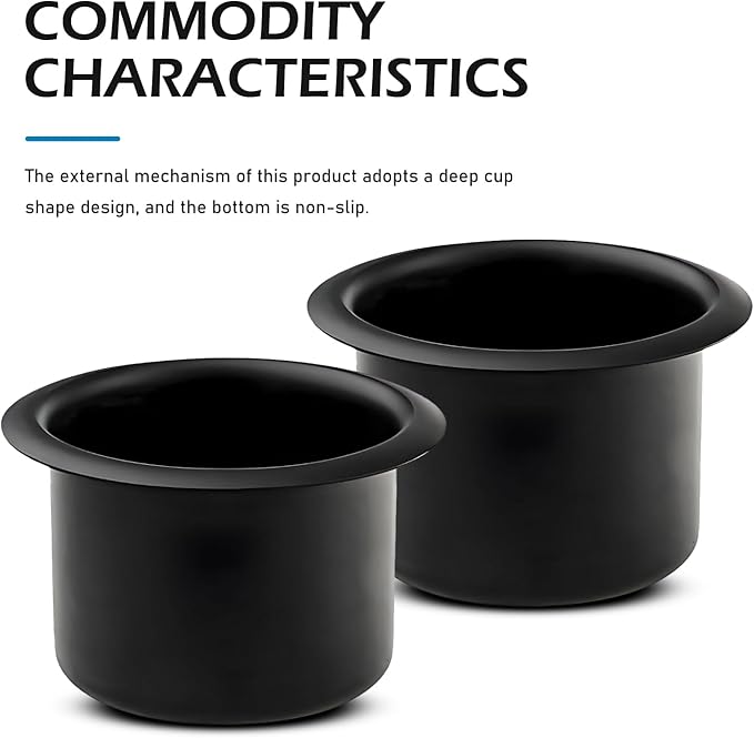2PCS Car Cup Holder Insert, Recessed Drop in Metal Cup Drink Can Holder, Large Capacity Cup Holder Replacement Accessories, Universal for RV Boat Car Couch Golf Cart (Black)